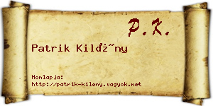 Patrik Kilény névjegykártya